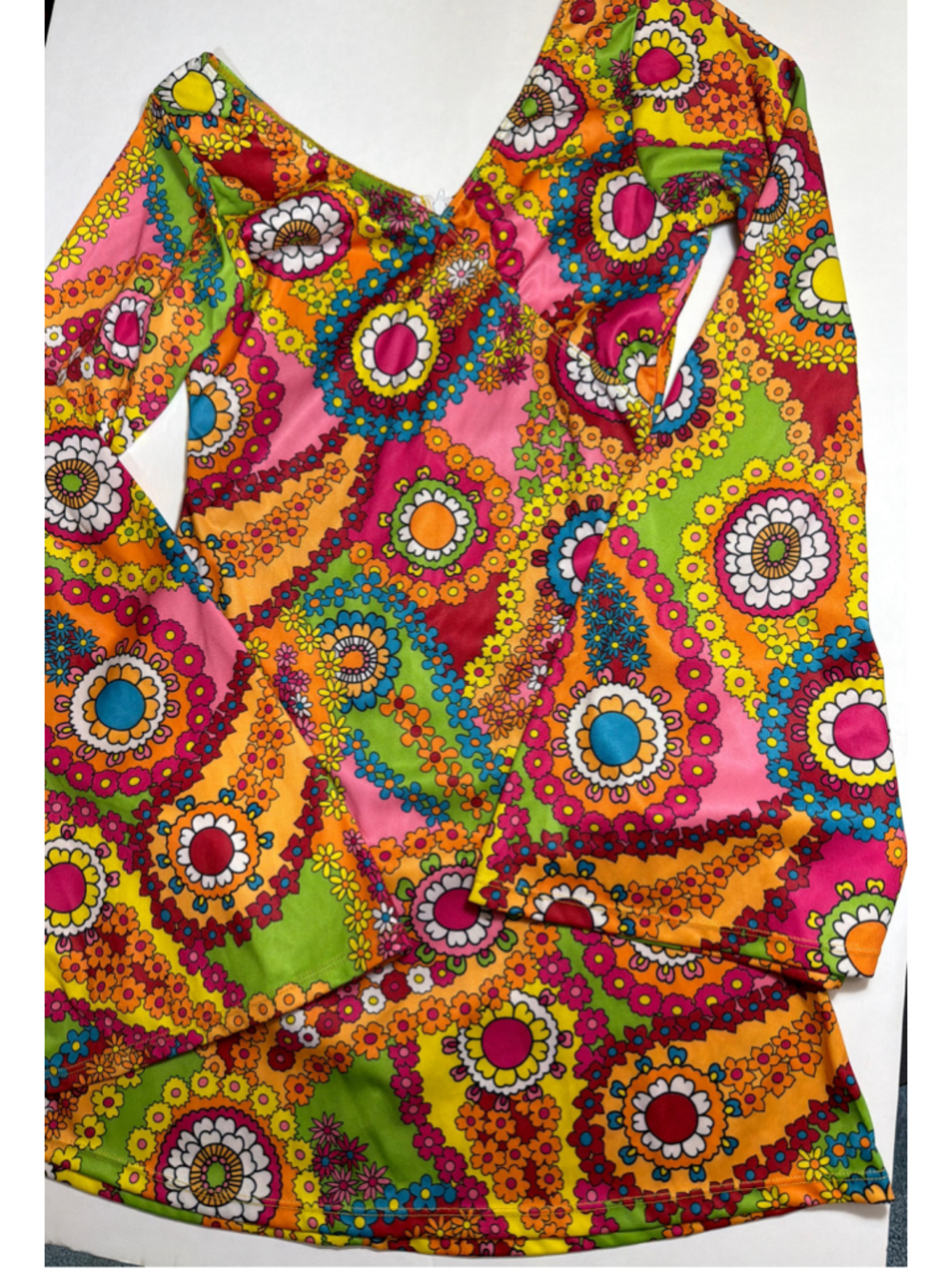 Women’s Flower Power Hippie Retro 60s Psychadelic Halloween Costume Dress Small